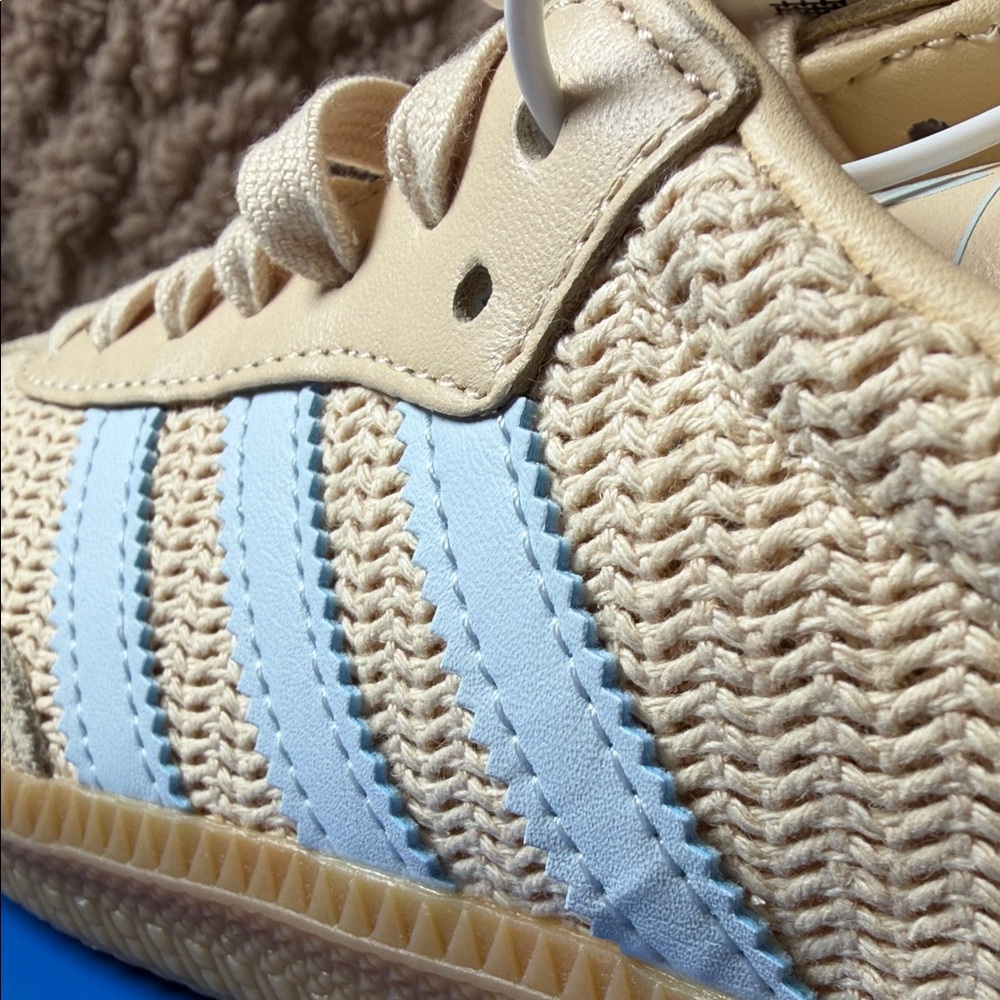 Adidas Women’s Samba OG Cream and Light Blue Sneakers - Picture 11 of 13